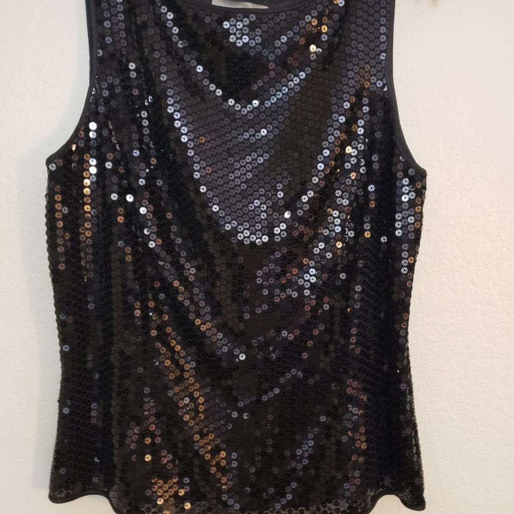 Liz Claiborne Gorgeous Black Sequined Top S-M